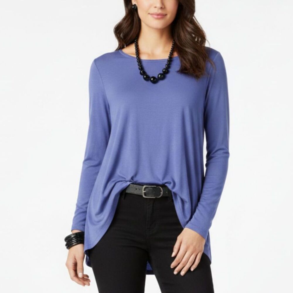 Eileen Fisher Periwinkle Blue Long Sleeve Crew Neck‎ Tee T Shirt Top M